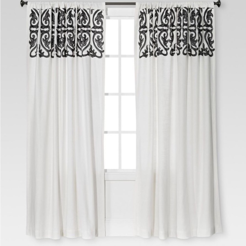 Threshold Scroll Embroidery Curtain Panels